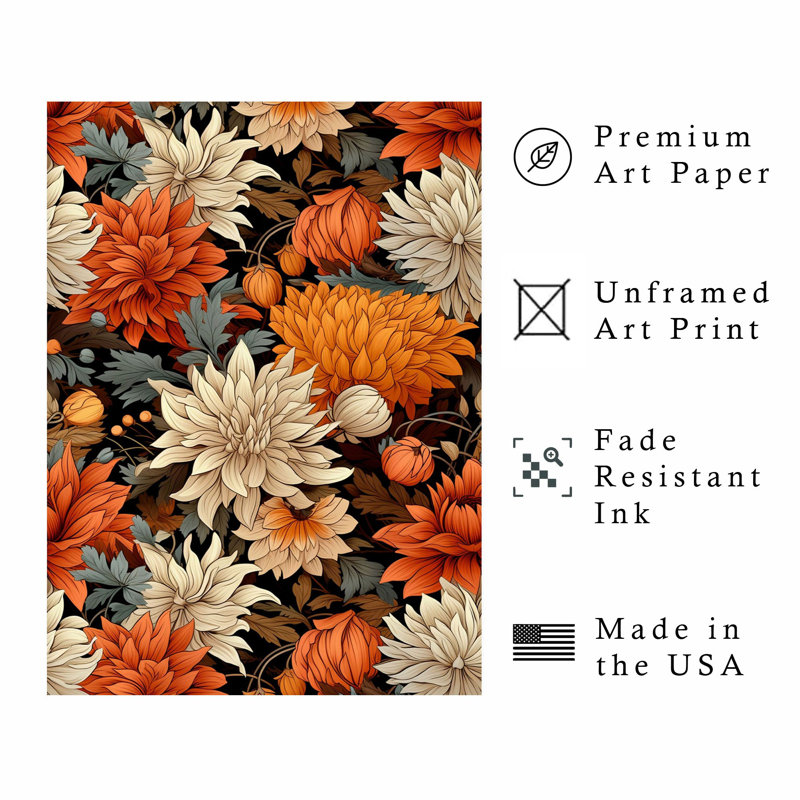 Impression florale d'automne sans cadre, H 10 po x l 8 po