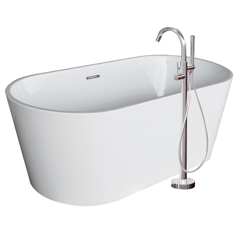 2 Handle Floor Clawfoot Tub Faucet with Diverter, Brushed Nickel