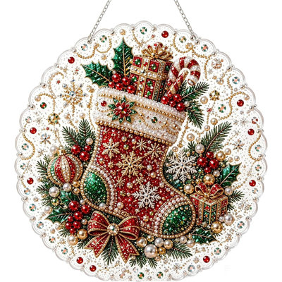 Hanging items Christmas Pearl Diamond Art Hanging Ornament Kit Christmas Pearls Beads Art  Diamond Arts Window Suncatchers DIY ChristmasSanta Pearls Bead Painting Kit