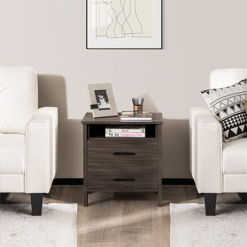 55cm W Manufactured Wood Bedside Table, Oak