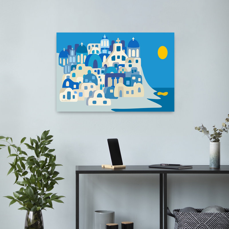 Art contemporain, paysage côtier abstrait, H 16 po x l 24 po