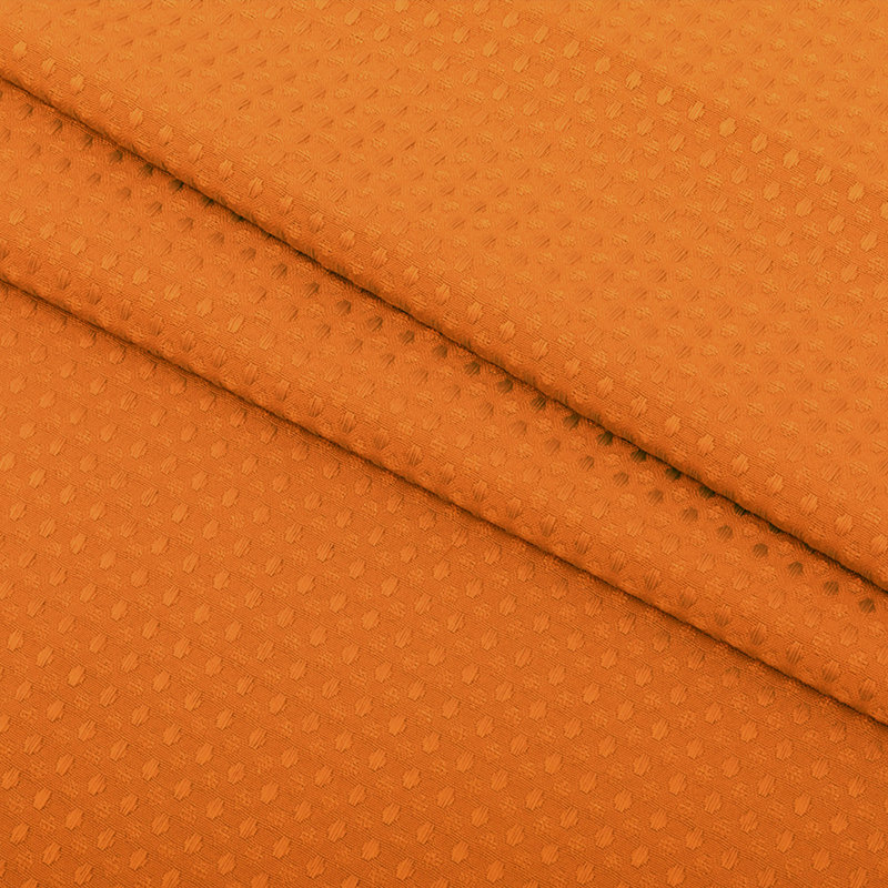 Orange Waffle Weave Shower Curtain with Liner and Hooks