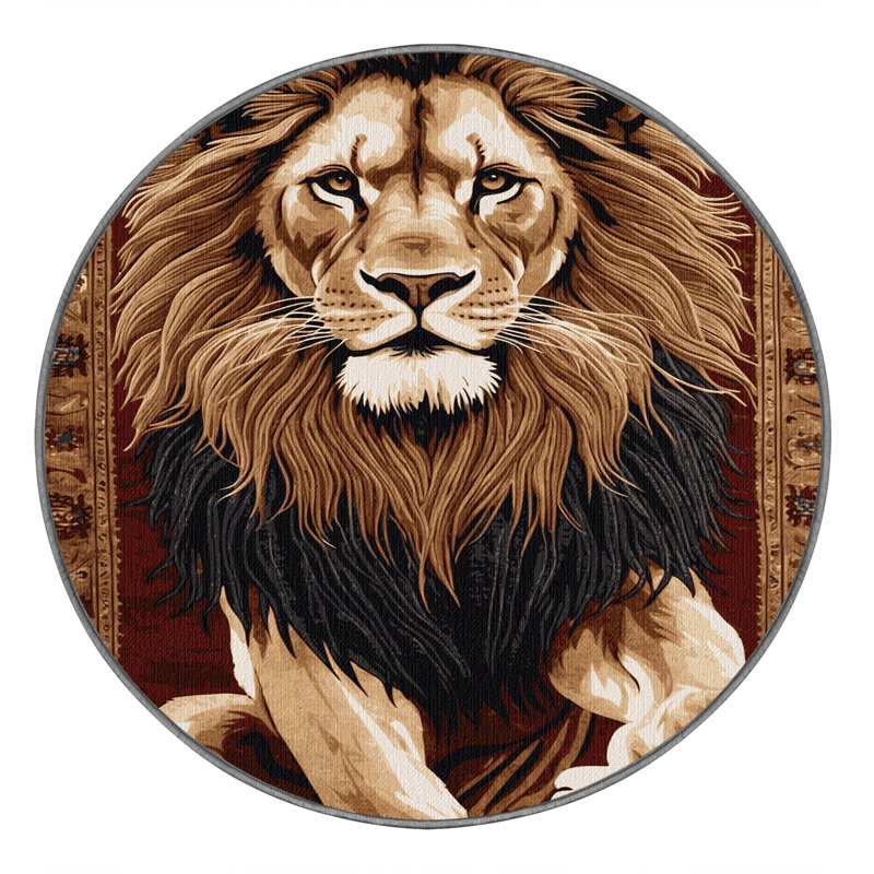  Tapis lavable avec gros chats asiatiques, Rond 3 pi