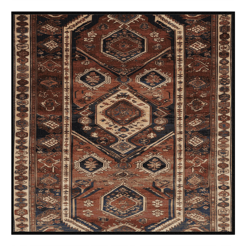 Machine Washable Persian Brown Area Rug, Square 6'
