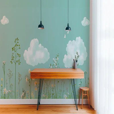 Murale pour enfants Dreamy Meadow Clouds