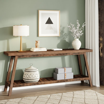 Farmhouse Console Table, 70.9" Entryway Table 2-Tier Sofa Table