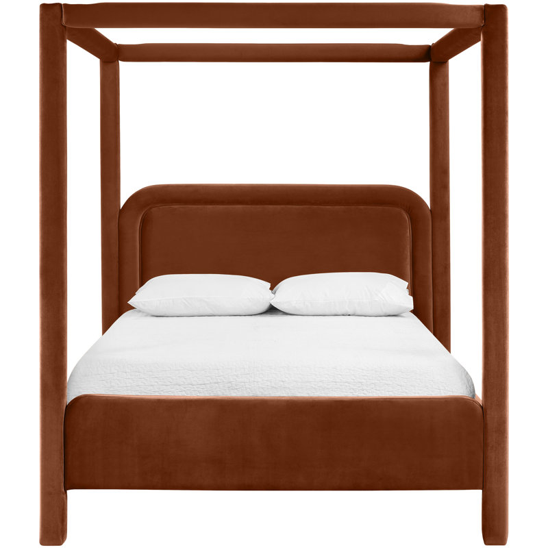Salina Velvet Upholstered Bed, King, Cognac Velvet