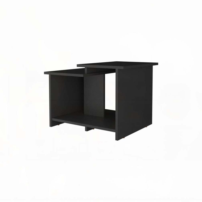 Black Coffee Table with Open Storage, Black