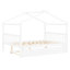 Lit double en bois pleine grandeur, lit gigogne simple, finition blanche, bois de pin de haute qualité, toit suspendu pour espace imaginatif, 2 têtes de lit, bon lit avec cadre escamotable, têtes de lit profilées et confortables, superbe