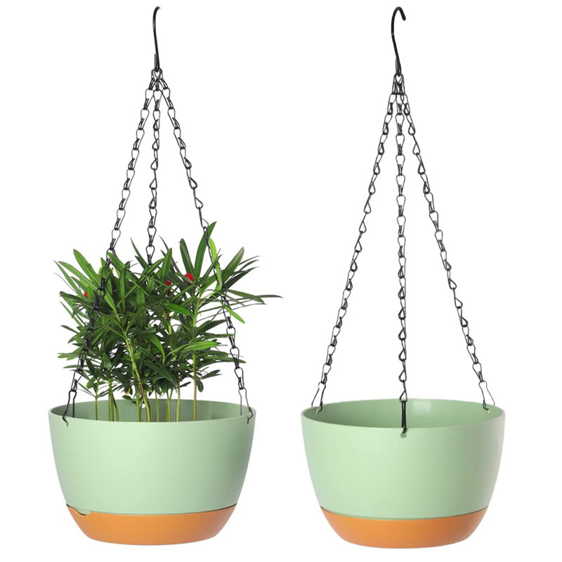 Paquet de 2 jardinières suspendues en plastique, Vert