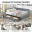 Lit de jour double rembourré moderne avec tiroirs et dossier pour chambre ou chambre d'amis-165980749