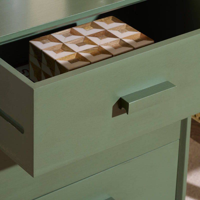 Commode à 3 tiroirs Dannel, Vieux vert