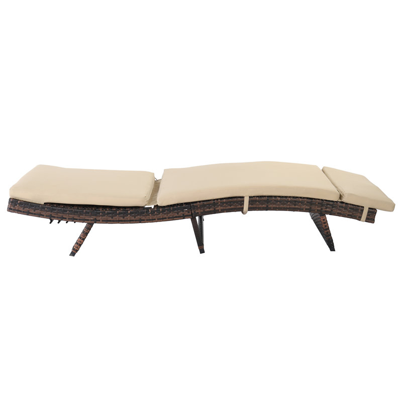 Chaise longue d'extérieur en osier Cotenia, Brun clair, Brun