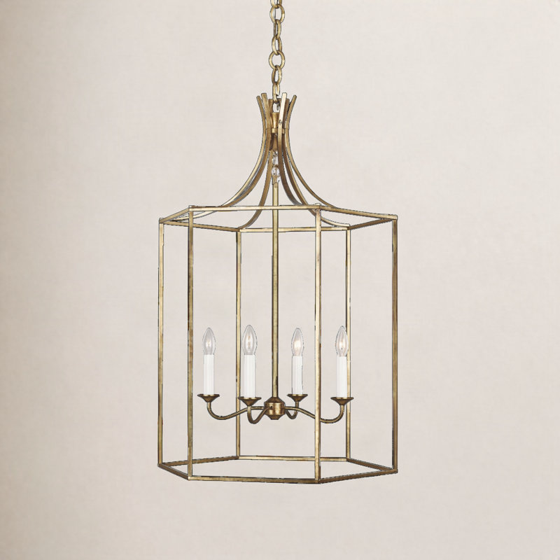 Suttons 4-Light Chandelier, 37" H x 24" W x 24" D, Antique Gold