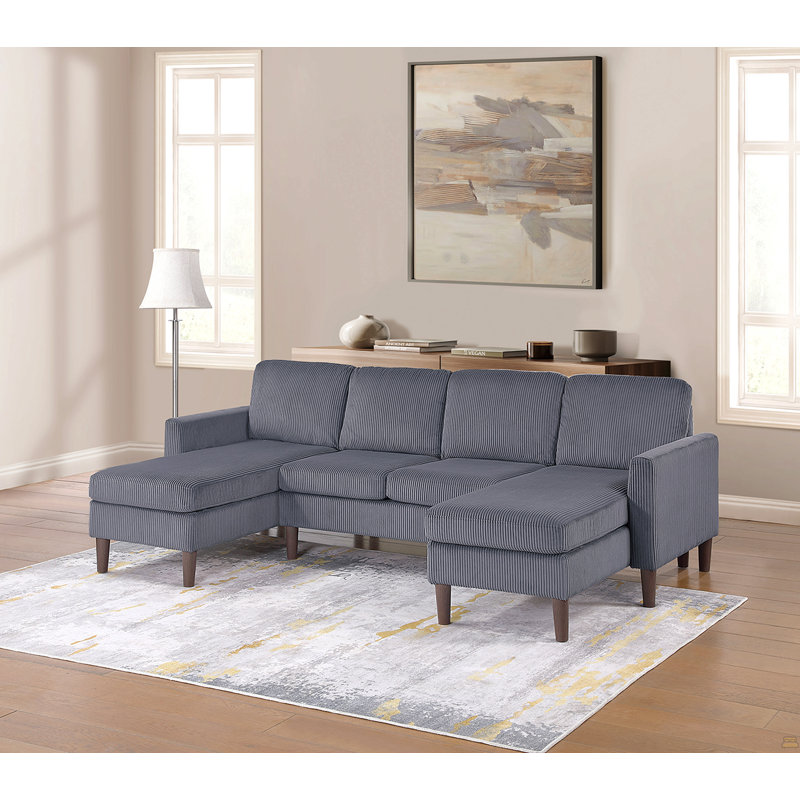Ensemble modulaire 3 pièces en velours côtelé gris foncé, Velours côtelé gris foncé