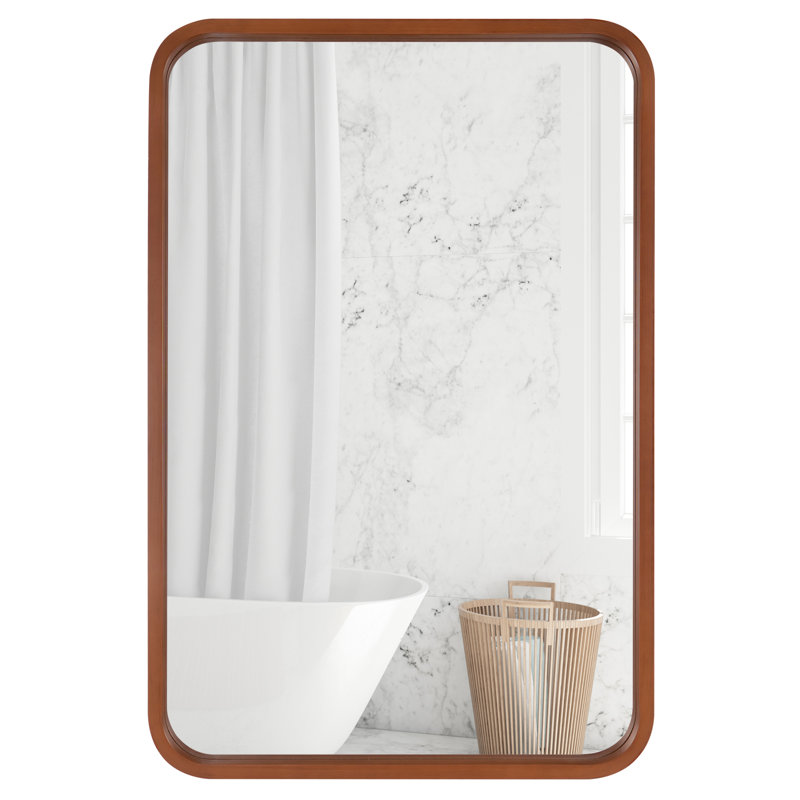 Sarwat Rectangle Wood Wall Mirror for Bathroom Bedroom, 30" x 20", Black