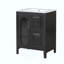 Meuble-lavabo avec lavabo, meuble-lavabo avec deux tiroirs et porte, tablette réglable, bois massif et panneau de fibres à densité moyenne-306251636