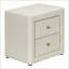 Table de chevet transitionnelle beige à aspect lin avec 2 tiroirs-1886909533