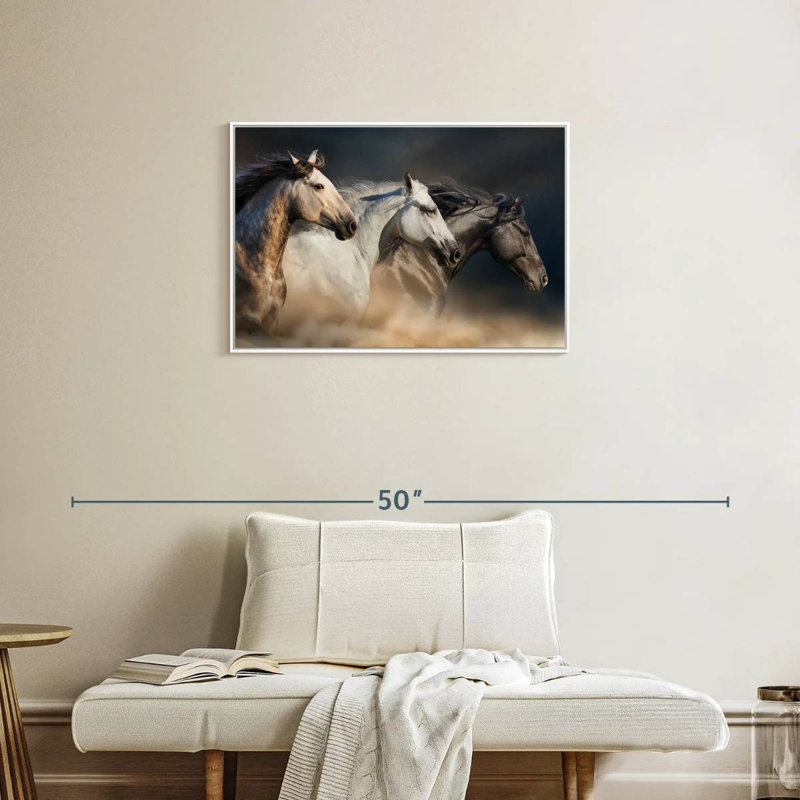 Chevaux magnifiques, Cadre flottant blanc, 31 po x 21 po