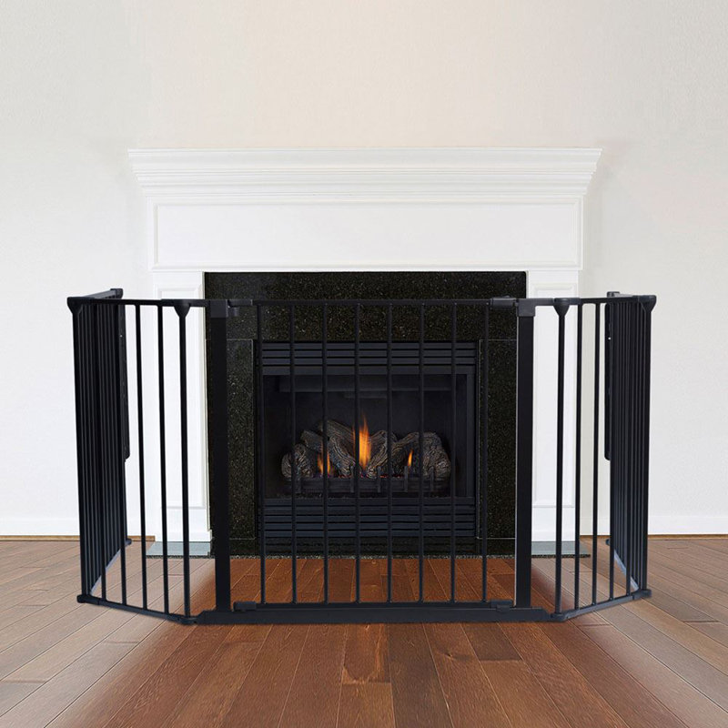 Frederick Steel Fireplace Screen, Black, 51D x 164W cm