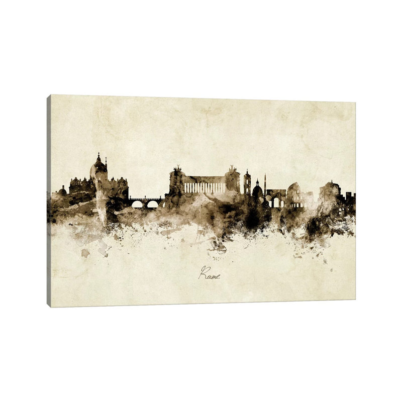 Rome Italy Skyline by Michael Tompsett - Wrapped Canvas Painting, 20.32 cm H x 30.48 cm W