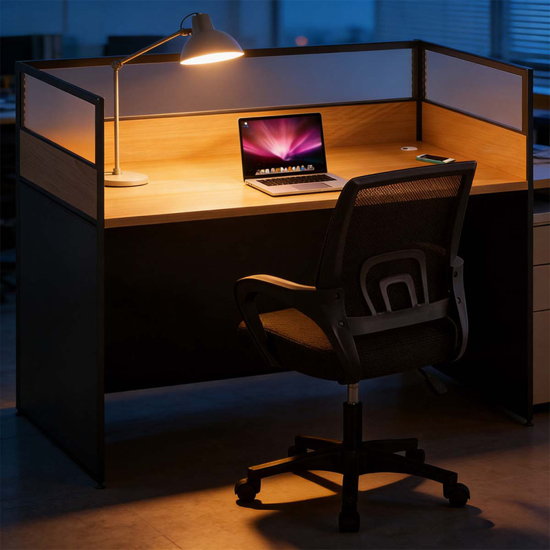 Rectangular Office Cubicle, Computer Desk,equipped With Cable Management Device And Officechair