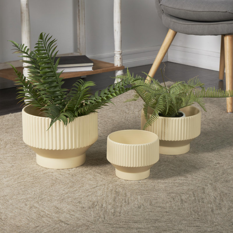 Ensemble de pots à fleurs en céramique 3 pièces Destina, Crème