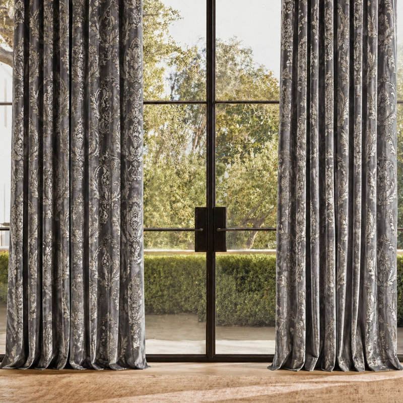 Damask Velvet | Beatrice Fabric, Charcoal