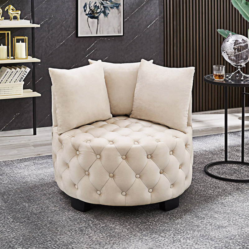 Chaise d'appoint rembourrée et capitonnée, Taupe