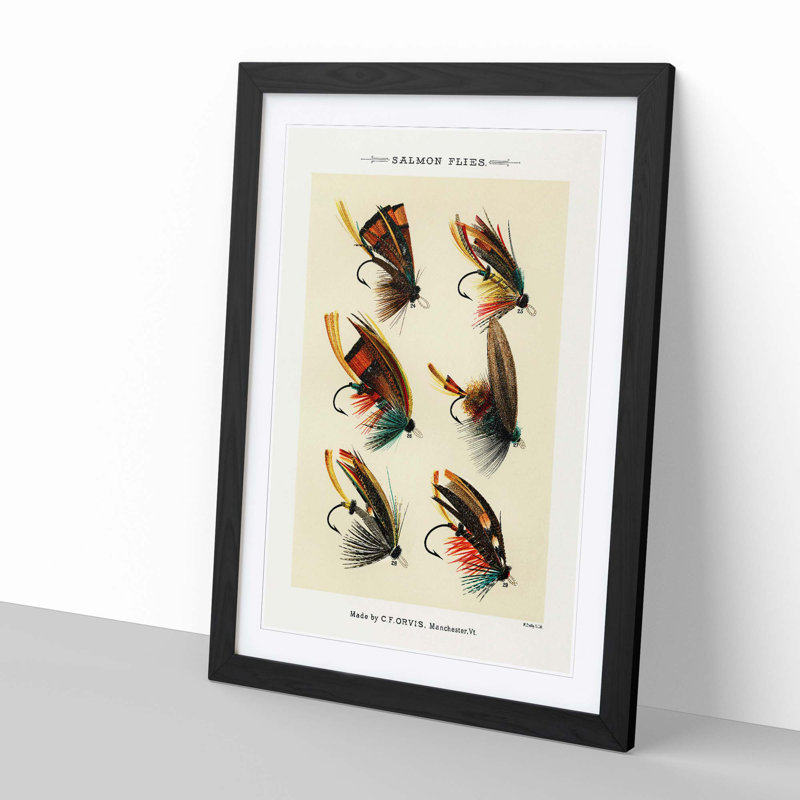 Salmon Fishing Flies Version 3 by Mary Orvis Marbury - Framed Print, Black, 76cm H x 50cm W x 2cm D