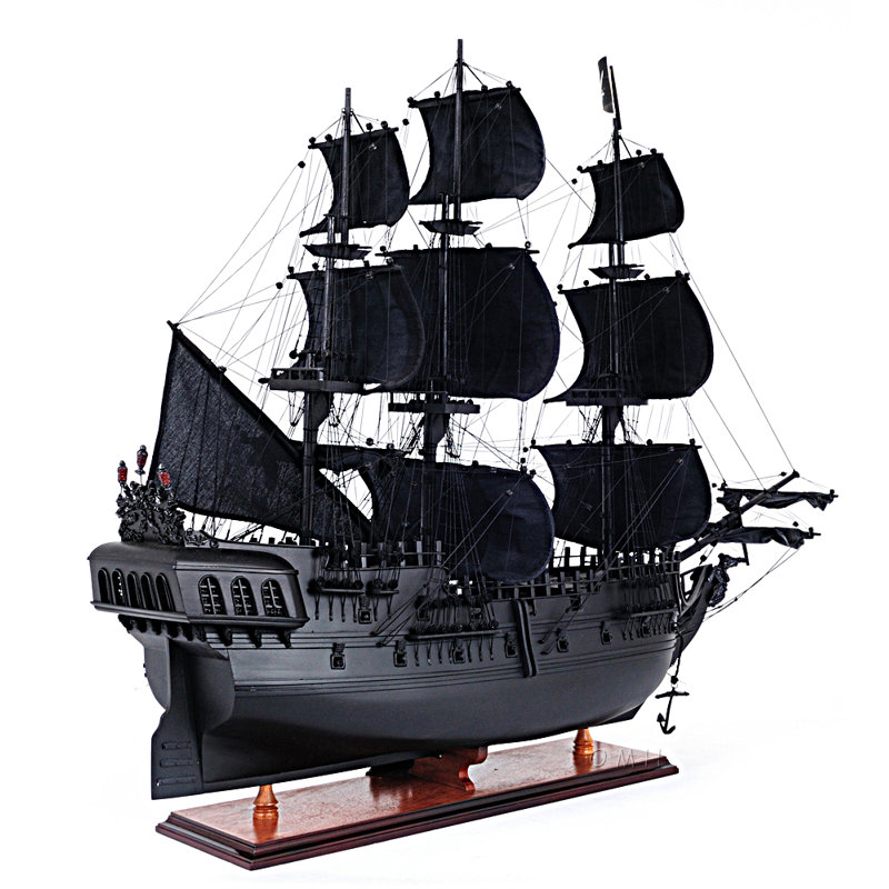 Présentoir de bateau pirate noir avec plateau de table