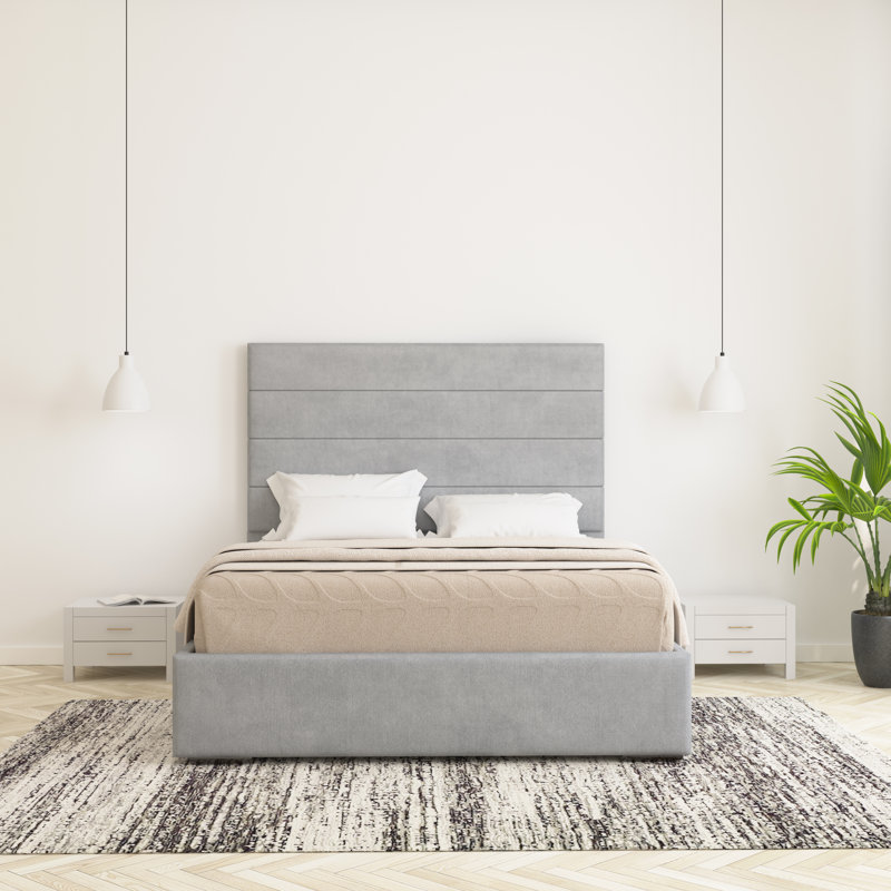 Chanute Upholstered Bed Frame, Light Silver, Small Double (4')