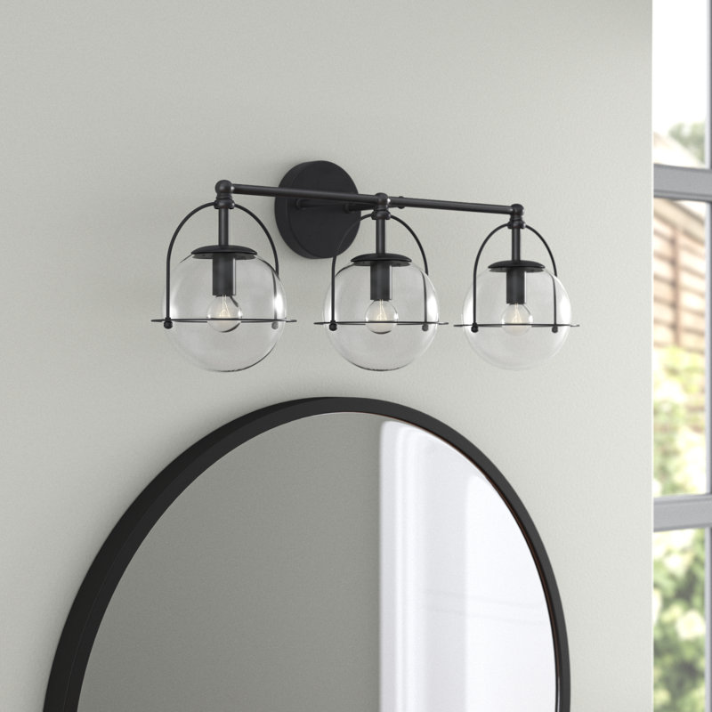 Moors 3 Light Transparent Dimmable Vanity Light, Matte Black
