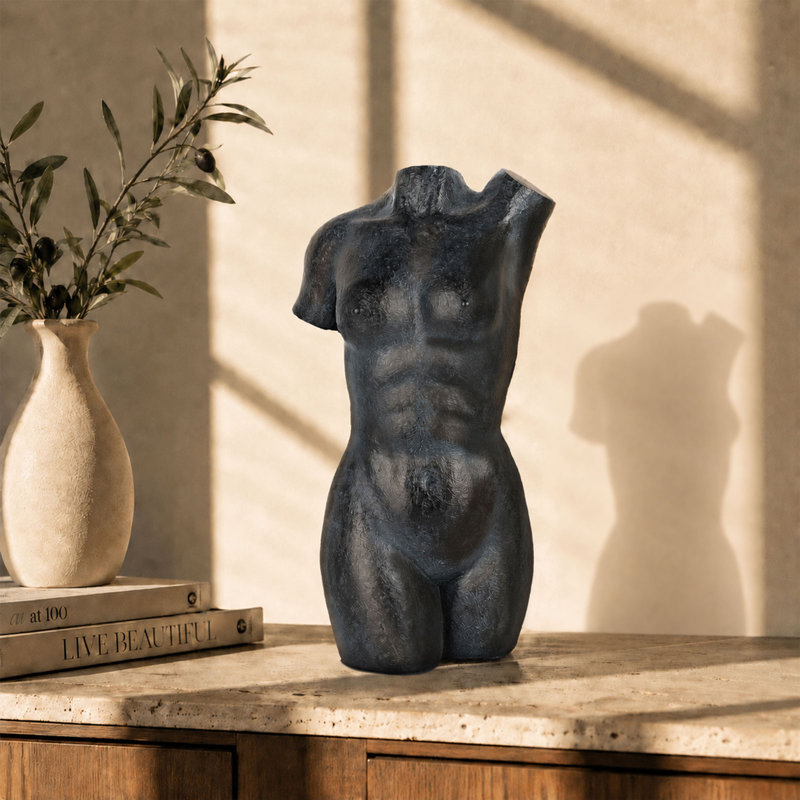 Sculpture torse féminin en résine abstraite