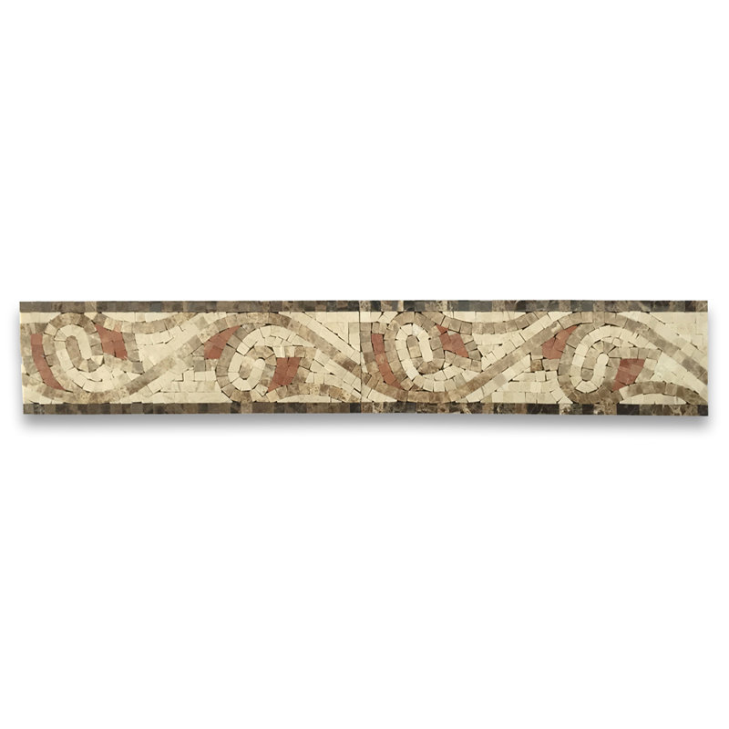 4 in. x 12 in. Marble Tile, Brown/Red/Beige