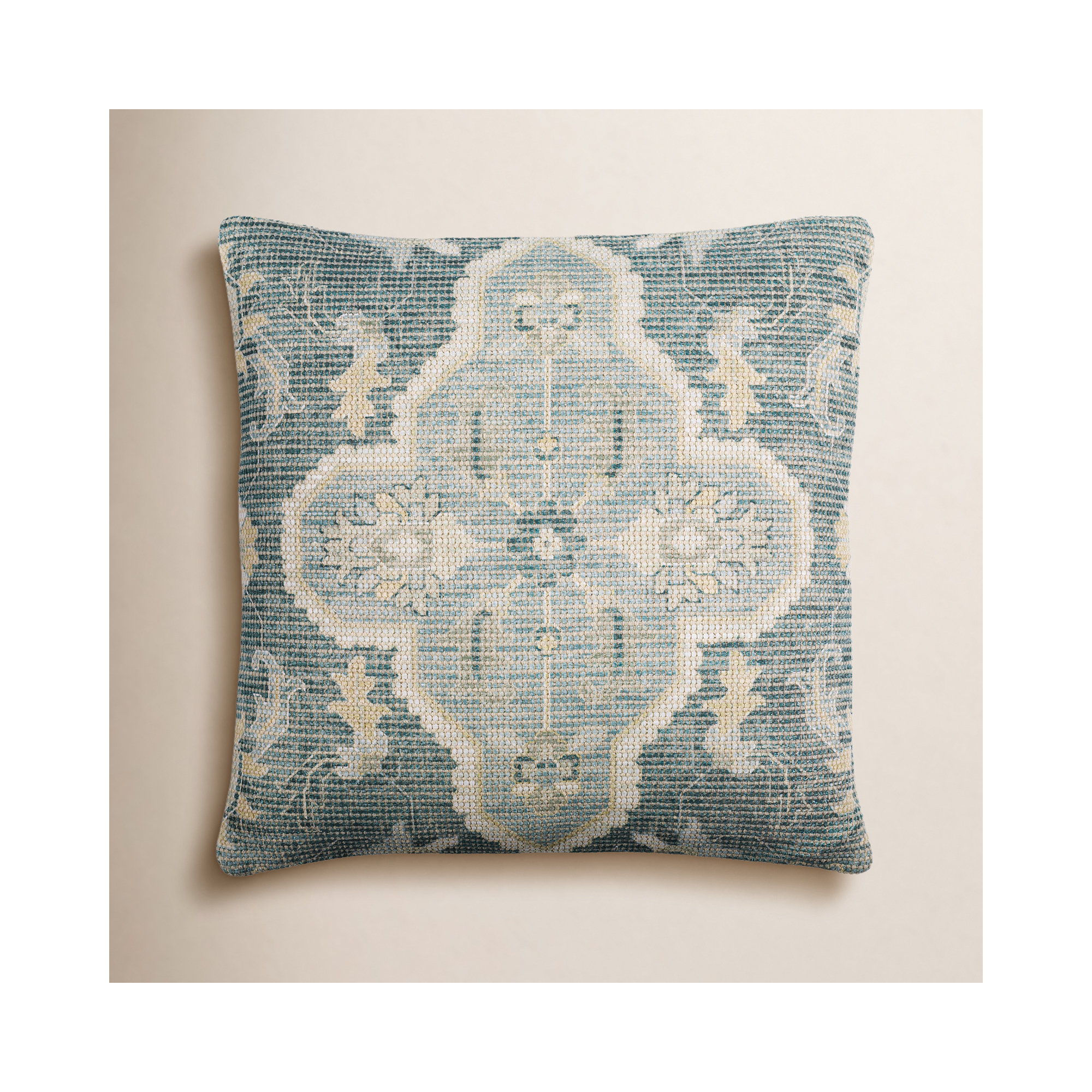 Alain Embroidered Cotton Throw Pillow, 20"H x 20"W, Polyester/Polyfill