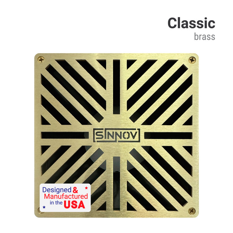 6 In. Premium Brass Steel Heavy Duty Square Paver Drain Grate For Multiple Pipe Sizes - Drainage Cover Made In The Usa
