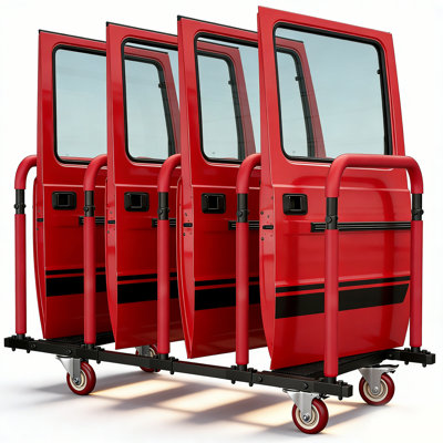 Jeep Door Storage Rack with Lockable 4" Casters – Heavy-Duty Movable Stand for Jeep Wrangler JK JL, Gladiator JT & Ford Bronco 2/4 Door