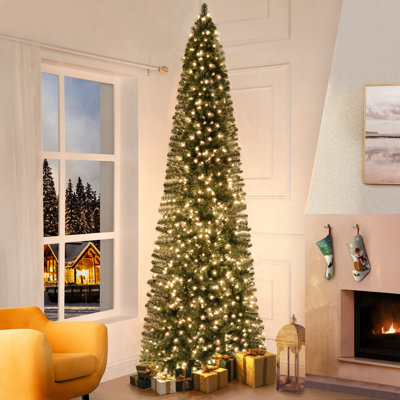 Pre-Lit Artificial Fir Christmas Tree with Cashmere Flocking