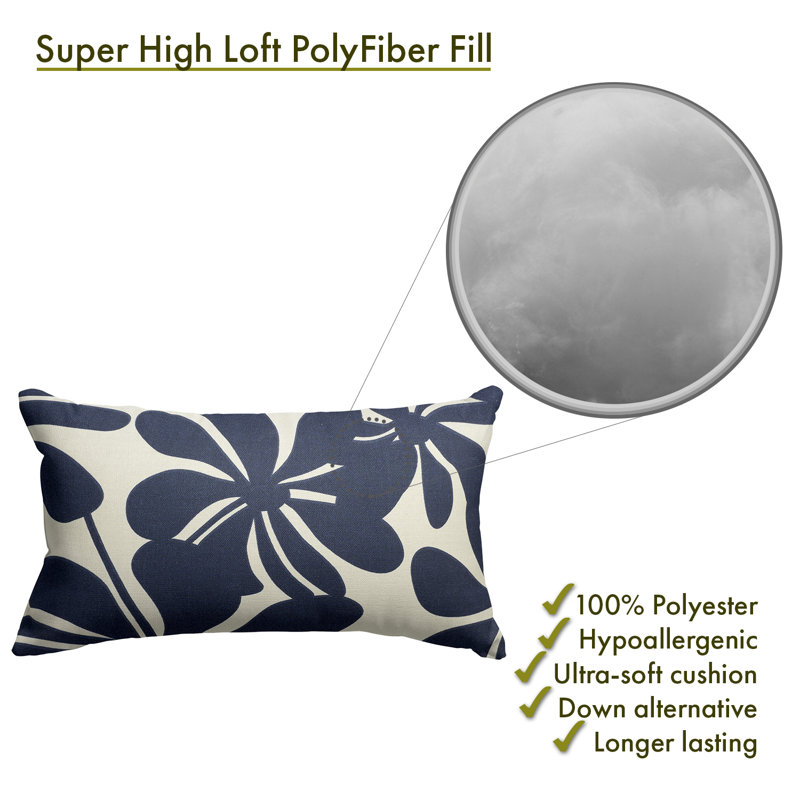 Plantation Outdoor Rectangular Pillow Cover & Insert, Navy Blue