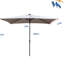 Parasol de patio rectangulaire - 10 pi x 6,5 pi À énergie solaire. Auvent. Manivelle et bouton-poussoir inclinable. 26 lumières. Mât noir. Gris moyen Matériau de l'auvent à DEL près de la piscine. À énergie solaire. Espace piscine-121047132