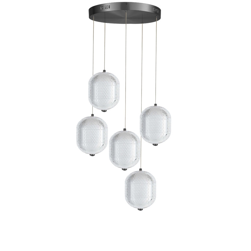 Luminaire suspendu DEL Peri, 5 lumières, Noir mat