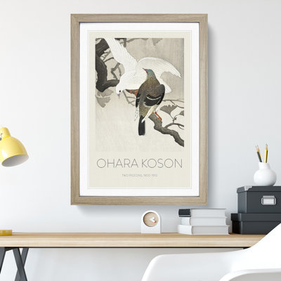 Two Pigeons on a Branch by Ohara Koson - Picture Frame Art Prints