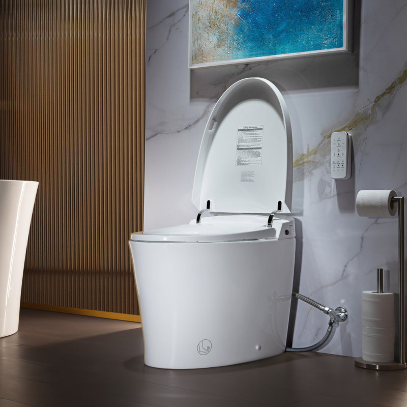 Toilette une pièce bidet intelligente avec ouverture / fermeture automatique, capteur d'ouverture et de fermeture du pied, chasse d'eau automatique, siège chauffant