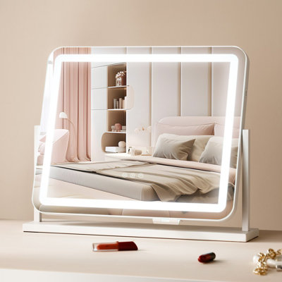 Meuble-lavabo lumineux avec miroir de maquillage 3 couleurs avec port USB 21,7 po x 17,7 po