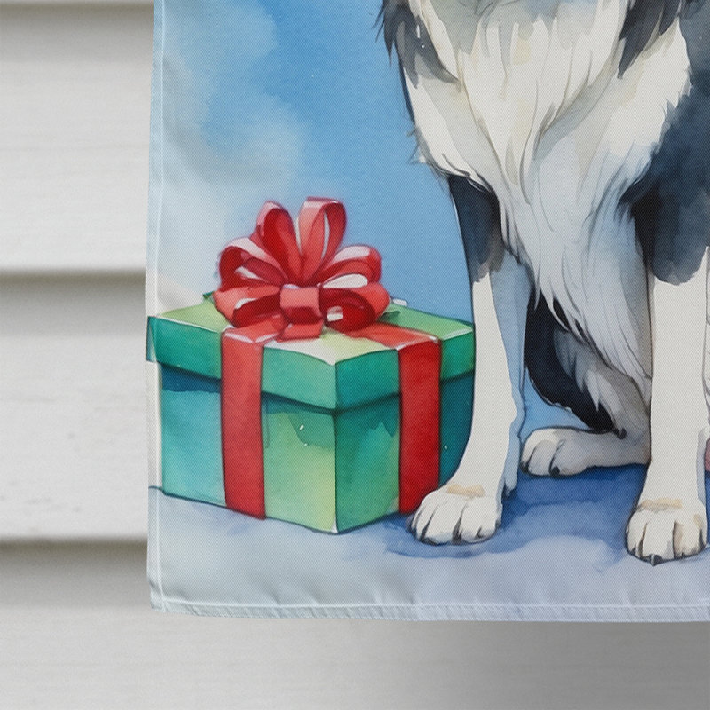 Drapeau de Noël maison de renne, Border Collie