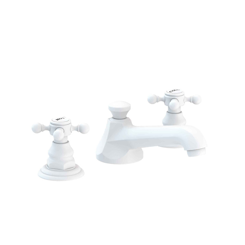 Astor Widespread Bathroom Faucet with Drain Assembly, Matte White