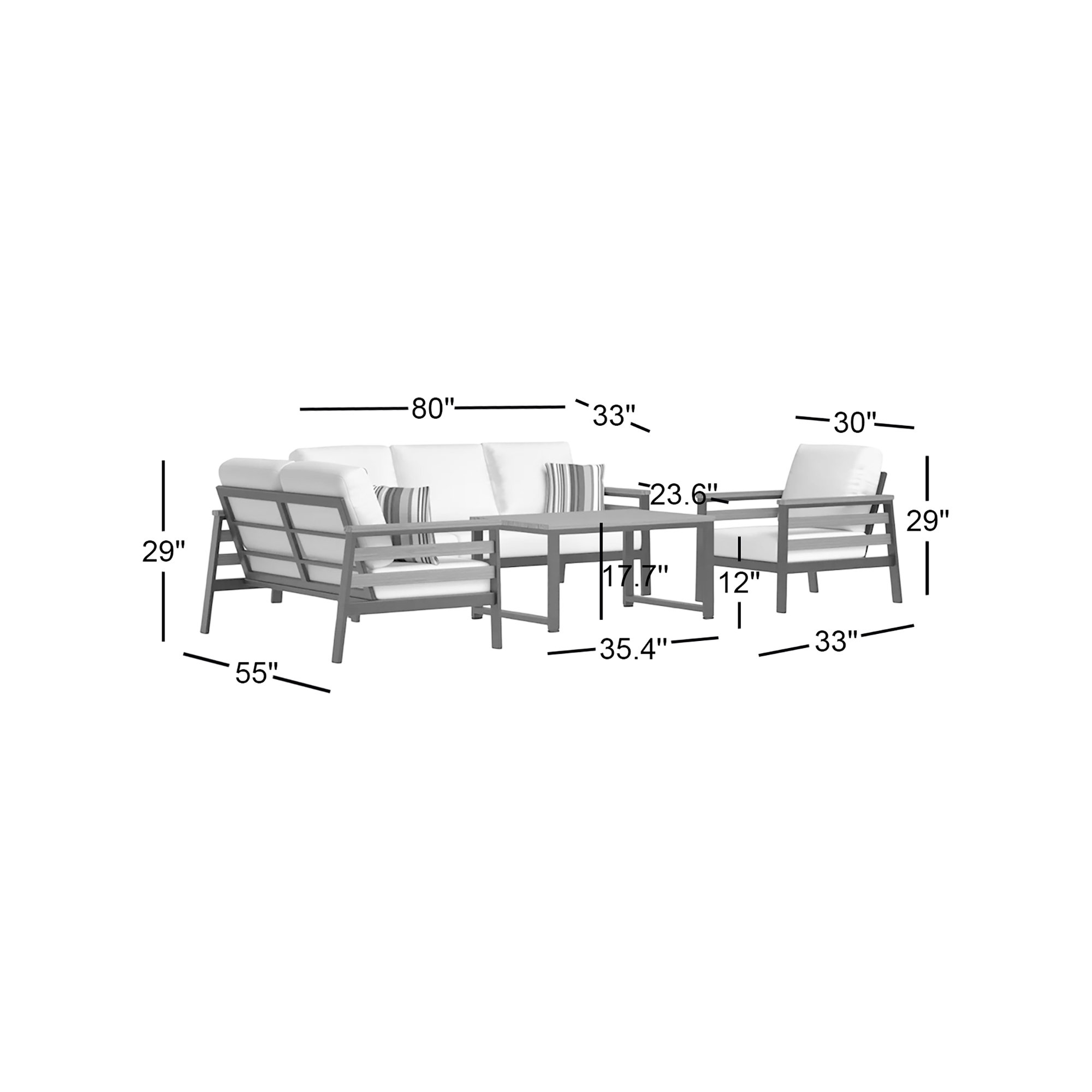 Townsend 6 - Person Patio Conversation Set with Cushions, Cast Silver