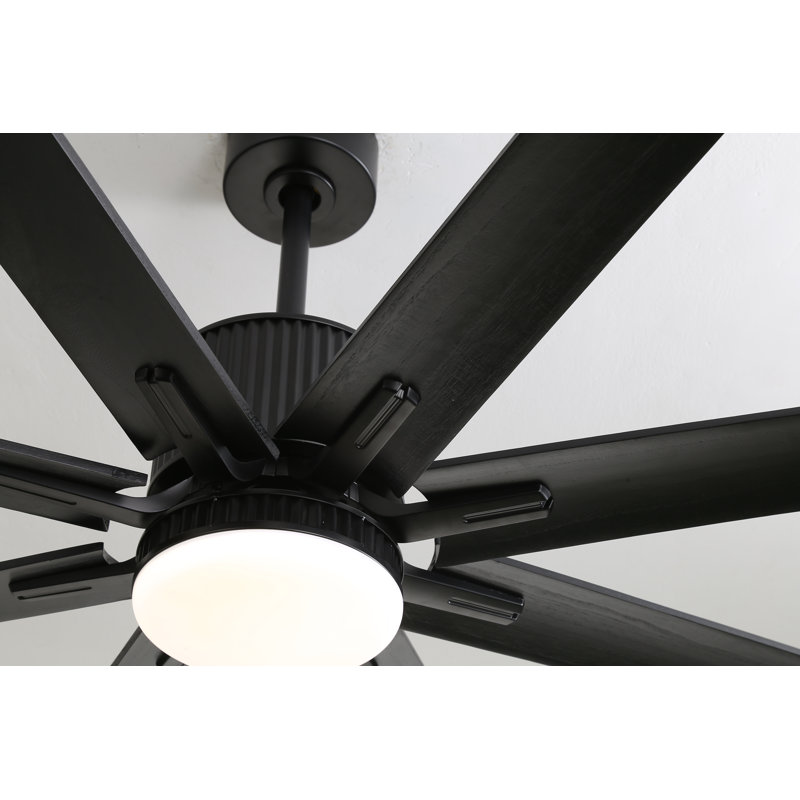 Brixham 76" 8- Blade LED Smart Chandelier Ceiling Fan with Remote Control and Light Kit Included, Black