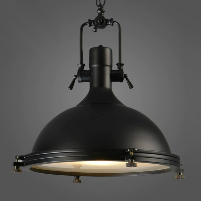 Industrial Frosted Diffuser Pendant Light Vintage Dome Hanging Light 17.7"